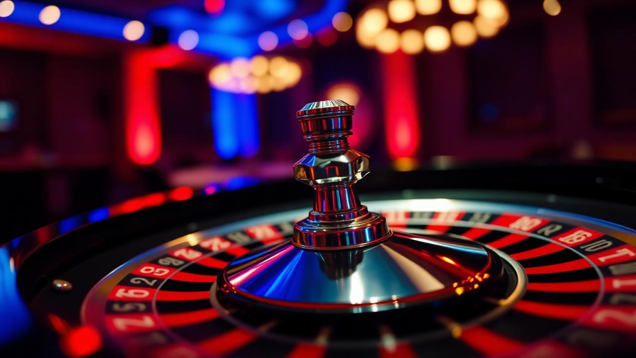 Close-up of a SpinBlitz live roulette wheel under studio lighting